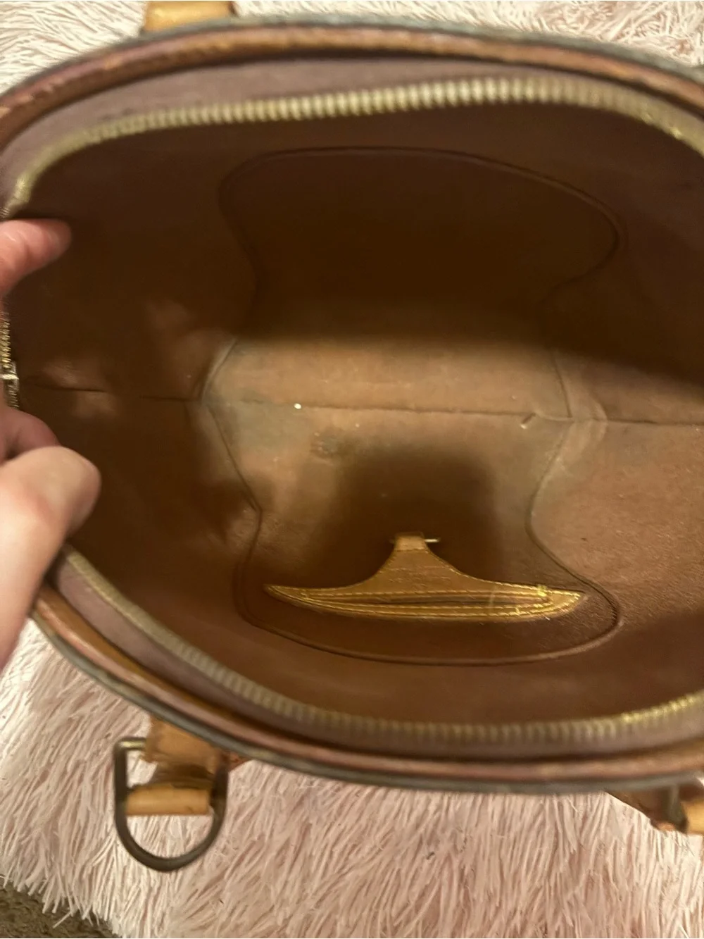 Louis Vuitton Brown Monogram Dome Satchel with Tan Trim